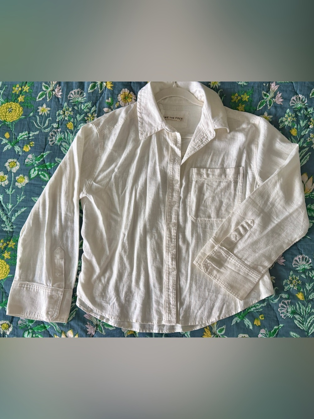 We The Free Laurel Linen Button Down Top | Clean Ivory | Size S